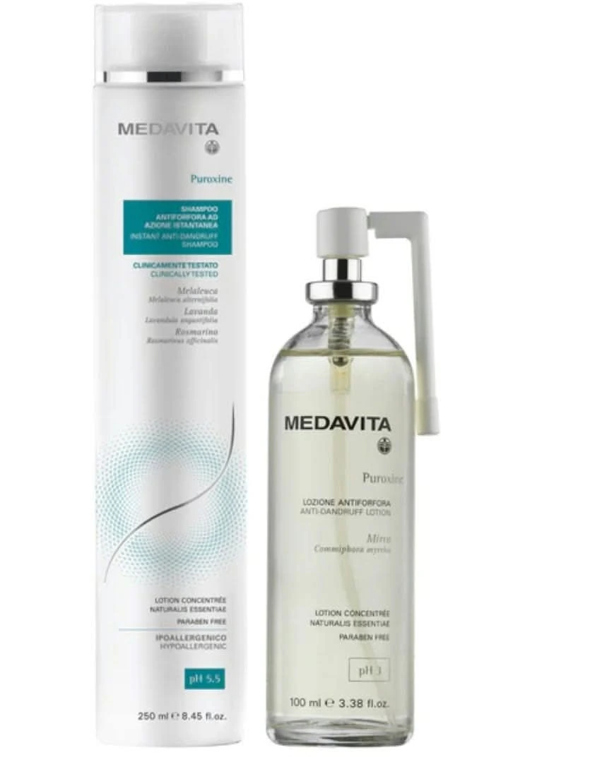 Duo Medavita Puroxine avec shampooing et lotion antipelliculaire